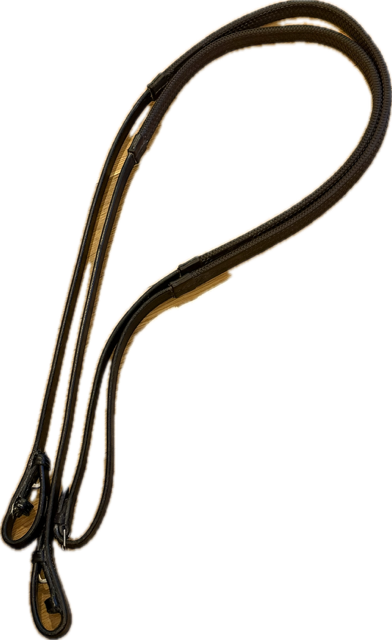 56" Equus Black Reins with Brown Rubber Grips