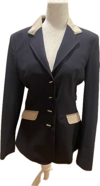 Equiline Navy Competition Show Jacket with White Accents - Womens 44 IT (US 8)