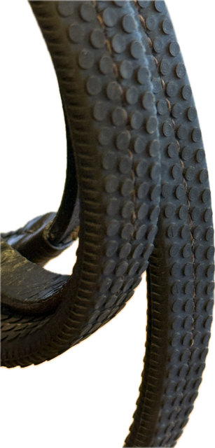 Black Rubber Grip Reins with Leather Stoppers – 54"