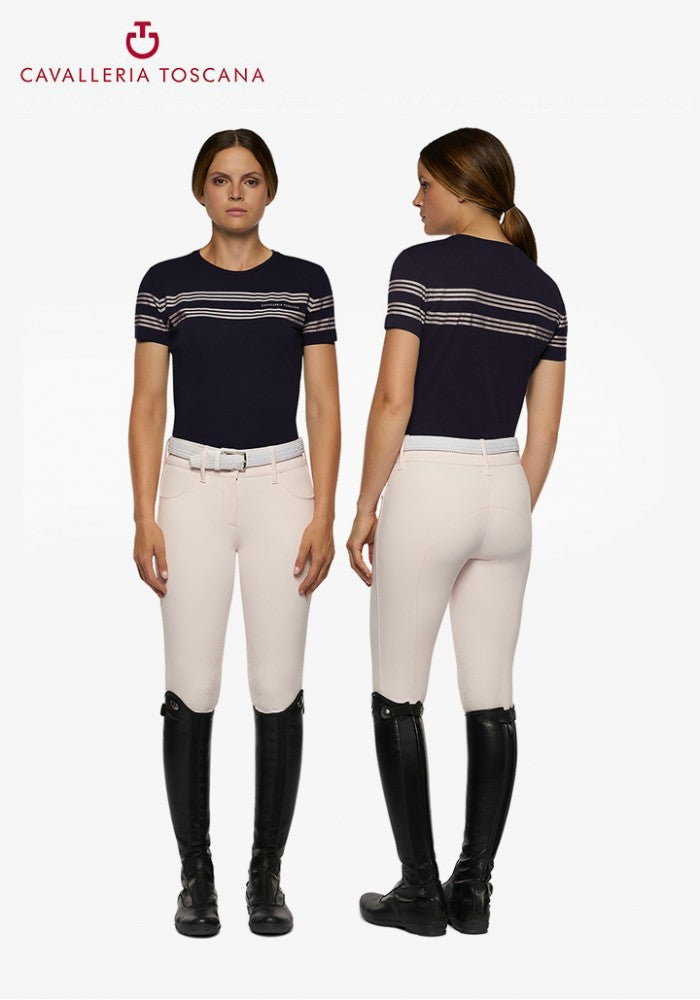 Cavalleria Toscana T-shirt w/Embossed Silicone Stripes- New!