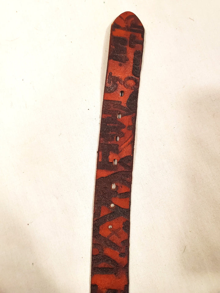 Marco Valentino Embossed Leather Belt - 40"