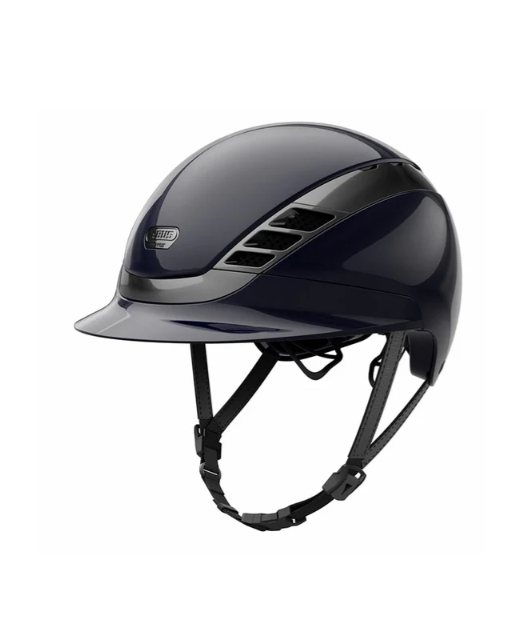 Pikeur Abus AirLuxe Chrome Riding Helmet – Long Visor Shiny Black (55–58 cm)