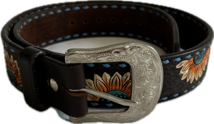 Circle Y Sunflower Buckstitch Belt - 30"