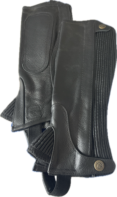 PERRI'S PROFESSIONAL BLACK ZIP HALF CHAP - Child Medium - New