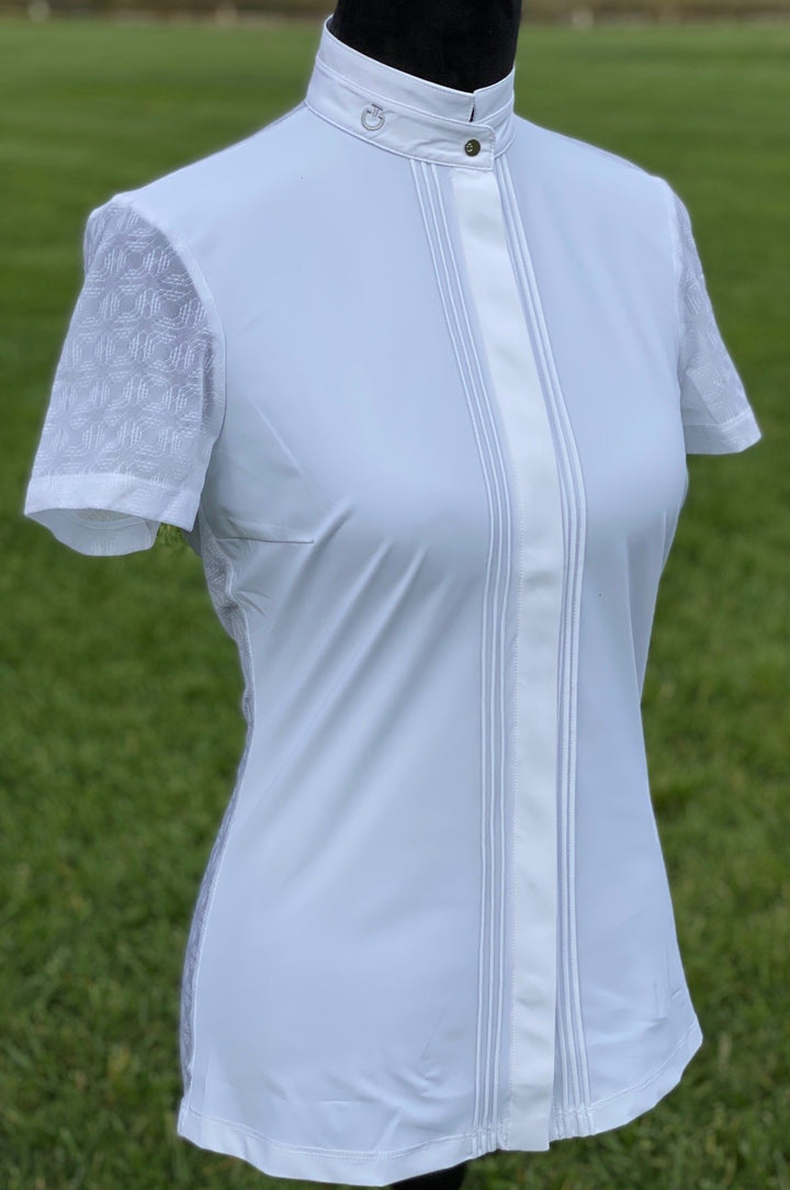 Cavalleria Toscana Transparent Jersey Elegant Competition Short Sleeve Shirt - Size L - New!