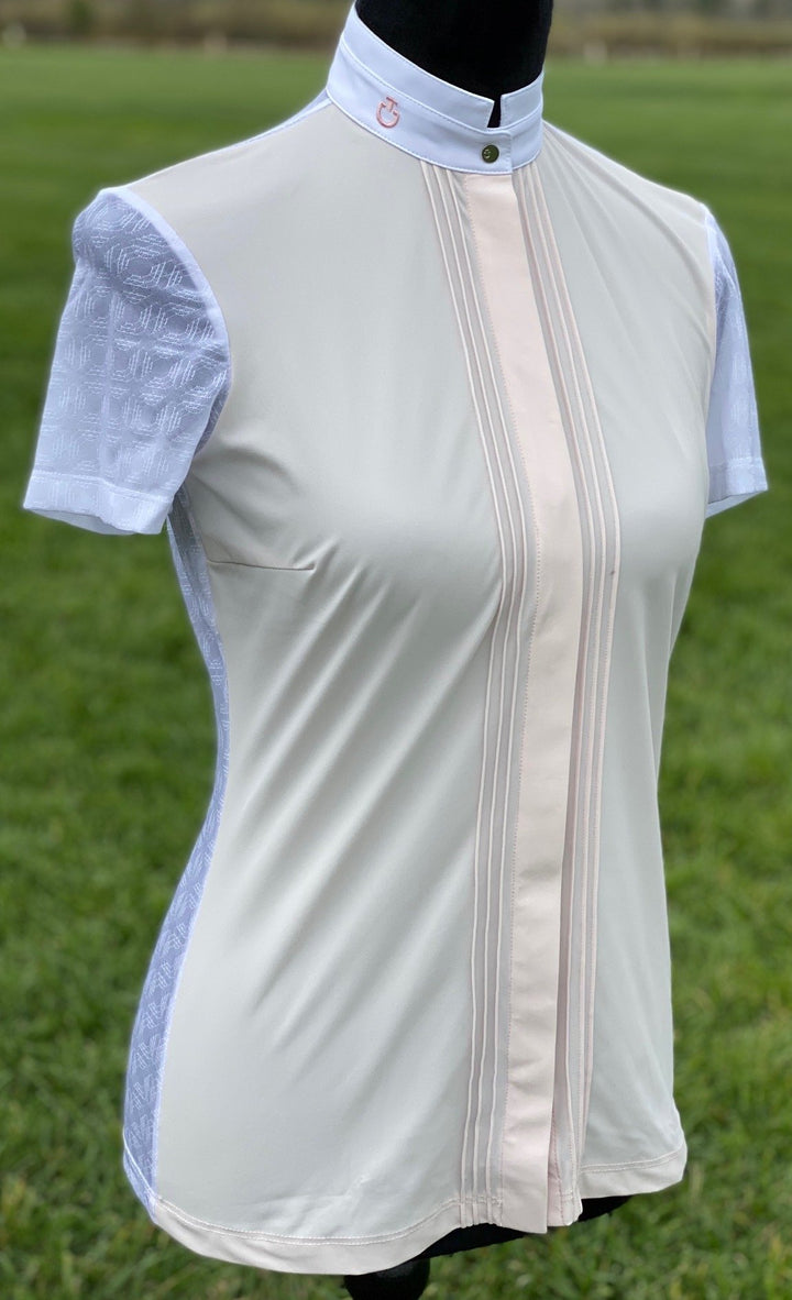 Cavalleria Toscana Transparent Jersey Elegant Competition Short Sleeve Shirt - Size L - New!