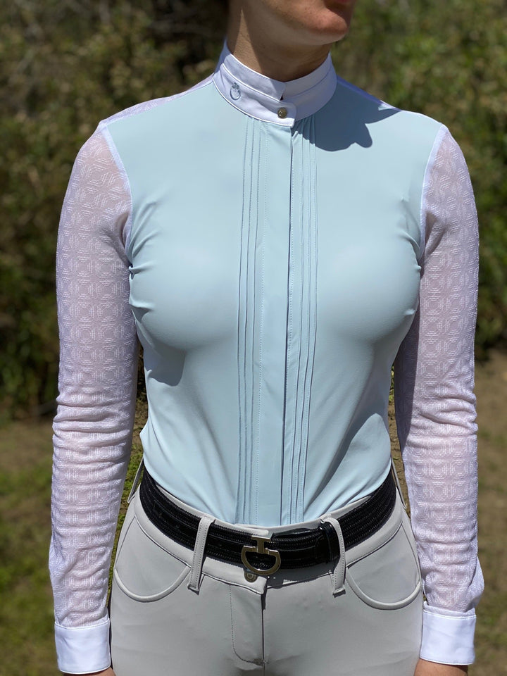 Cavalleria Toscana Transparent Jersey Elegant Competition Long Sleeve Shirt - New!
