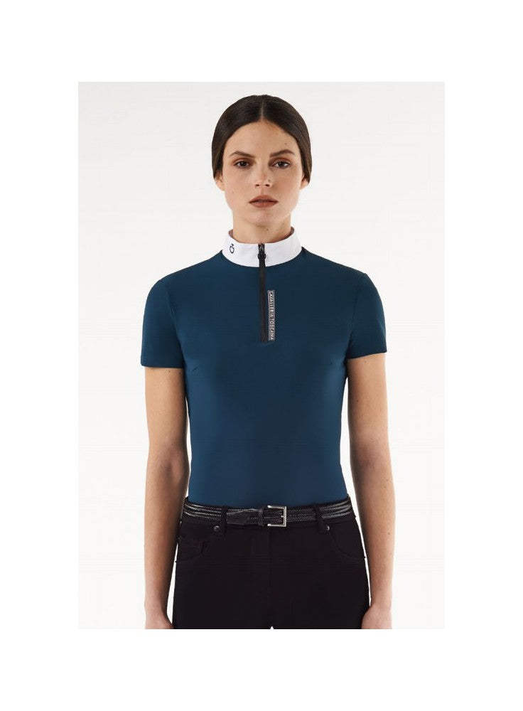 Cavalleria Toscana Front Zip Competition Polo W/3D Logo - New!