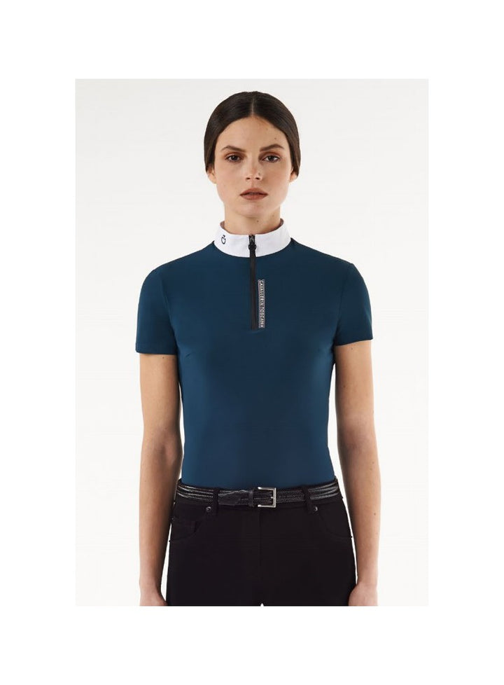 Cavalleria Toscana Front Zip Competition Polo W/3D Logo - New!