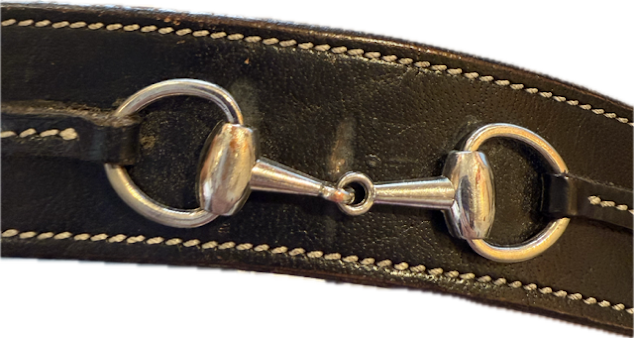 Black Leather Snaffle Bit Belt - Women's medium (32)