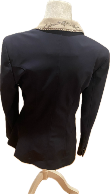 Equiline Navy Competition Show Jacket with White Accents - Womens 44 IT (US 8)