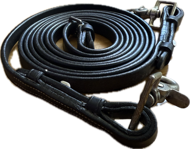 Black Leather Curb Reins - 56"
