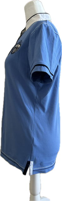 Equiline Light Blue Riding Shirt with White and Navy Accents - Women's XL, IT 46