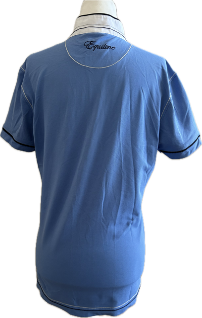 Equiline Light Blue Riding Shirt with White and Navy Accents - Women's XL, IT 46