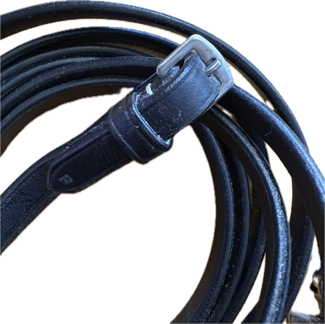 Black Leather Curb Reins - 56"