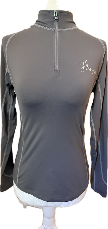 LeMieux 'My LeMieux' Long Sleeve 1/4 Zip Base Layer - Gray - Women's EU 34 (US 2)