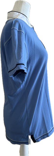 Equiline Light Blue Riding Shirt with White and Navy Accents - Women's XL, IT 46