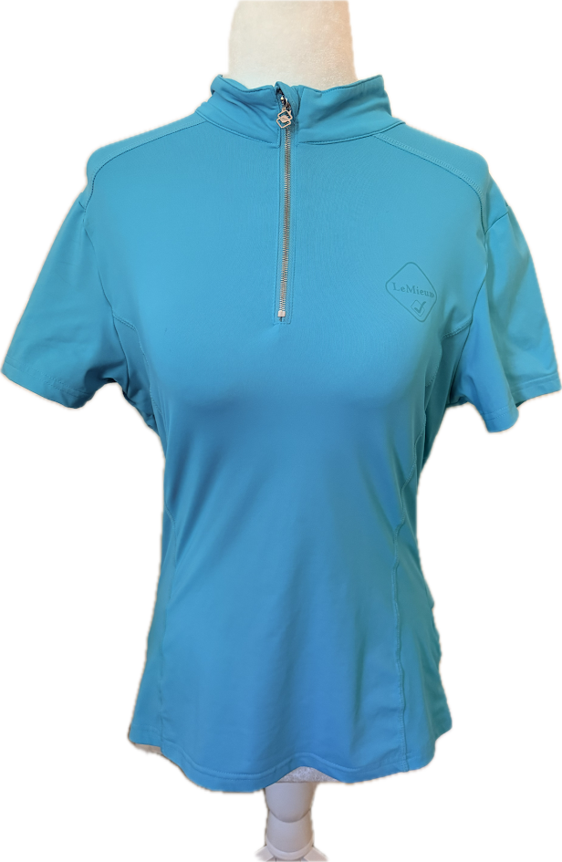 LeMieux Short Sleeve 1/4 Zip Base Layer - Teal Blue - Women's EU 38 (US 6)