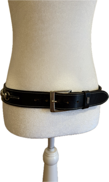 Black Leather Snaffle Bit Belt - Women's medium (32)