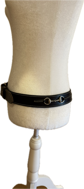Black Leather Snaffle Bit Belt - Women's medium (32)