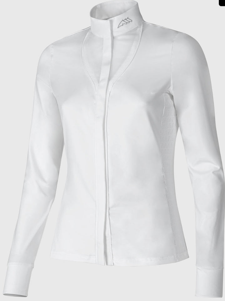 Equiline Women's Embra Long Sleeve Competition Polo - White - IT 44 (US 10-12) - New!