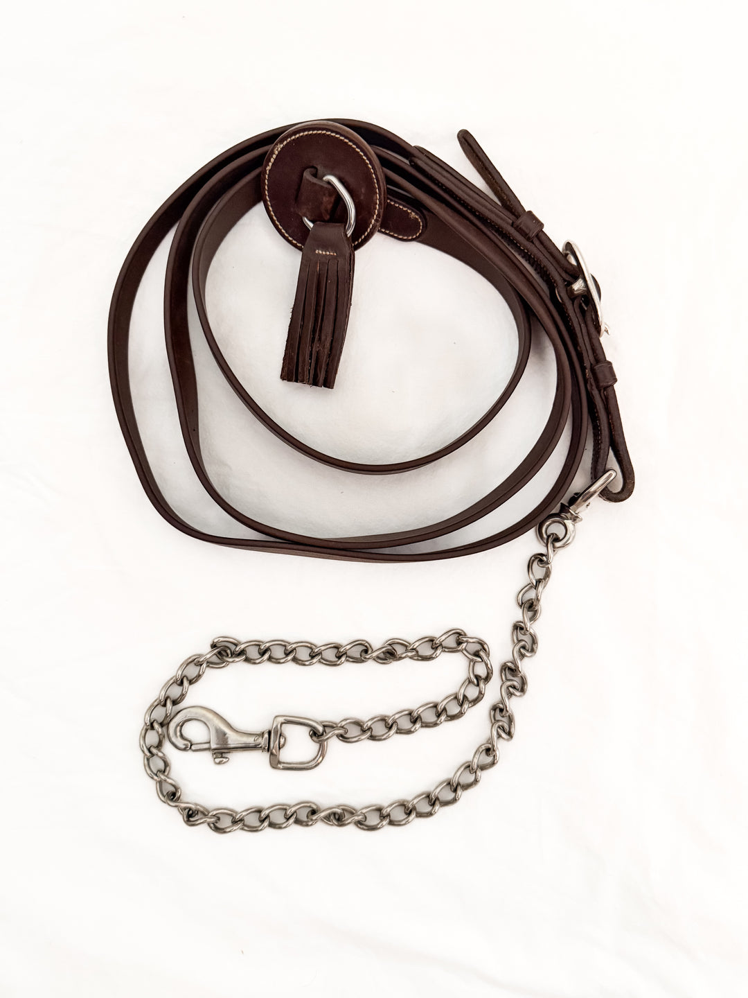 Leather Lead Line with Chain - 80"