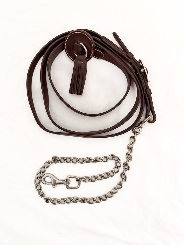 Leather Lead Line with Chain - 80"