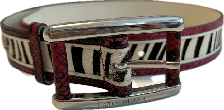 Karen Millen Zebra & Snake Print Belt- Medium