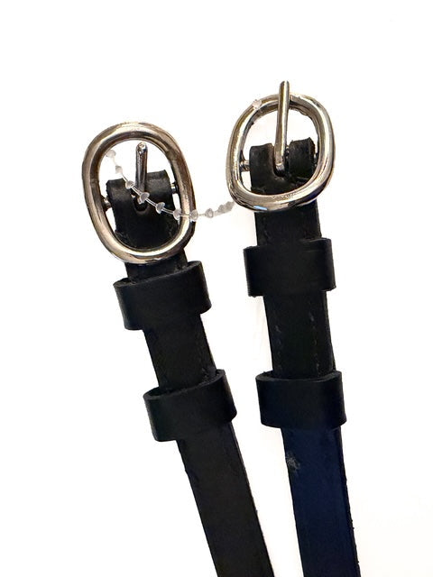 Black Leather Spur Straps - 16" - New!