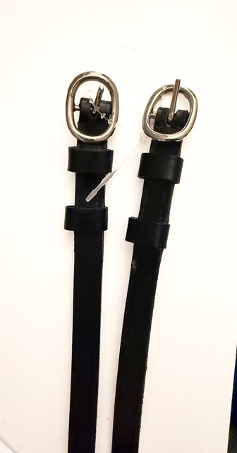 Black Leather Spur Straps - 16" - New!