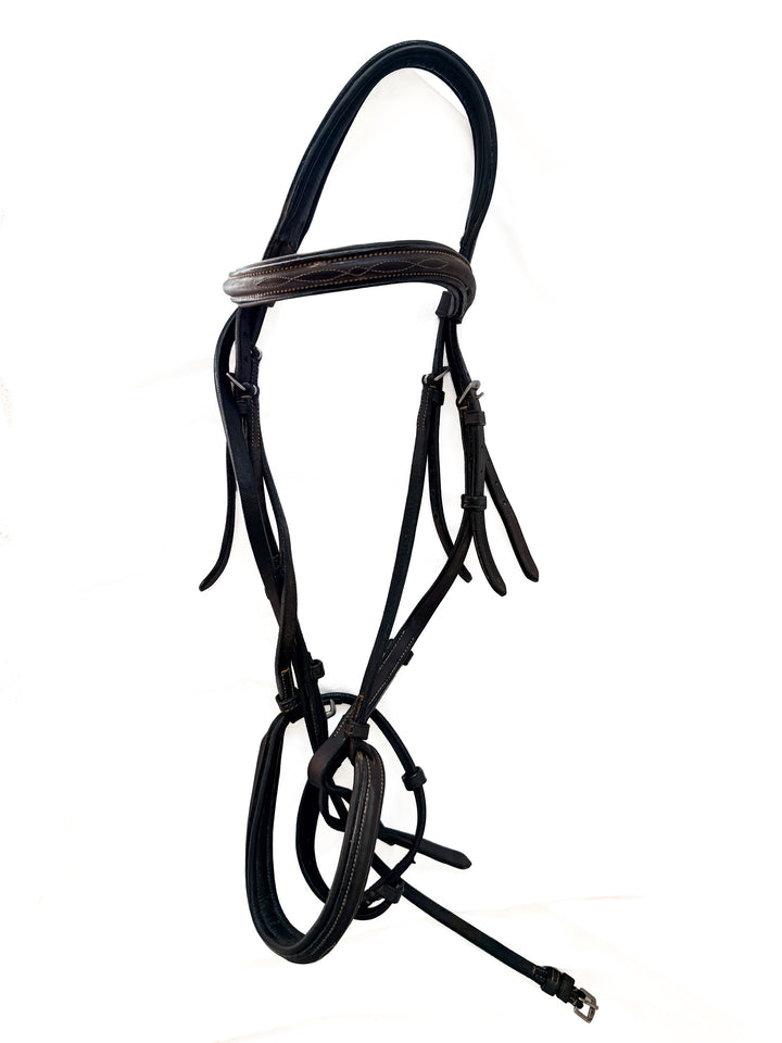 Ovation Classic Fancy Raised Comfort Cown Bridle - Brown - Size Full