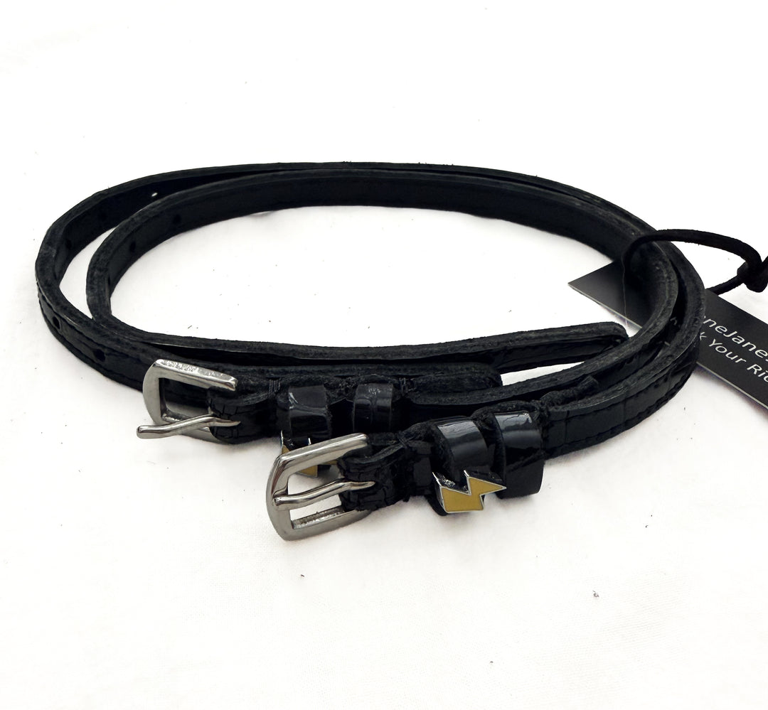 Patent Leather Lightning Bolt Spur Straps- 18" - New!