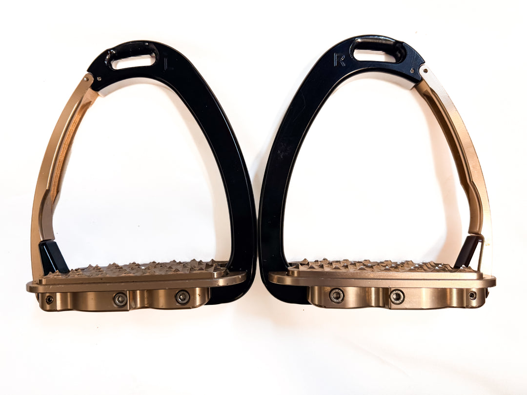 Tech Venice EVO Flat Safety Stirrups - Black/Rose Gold - Adult - New!