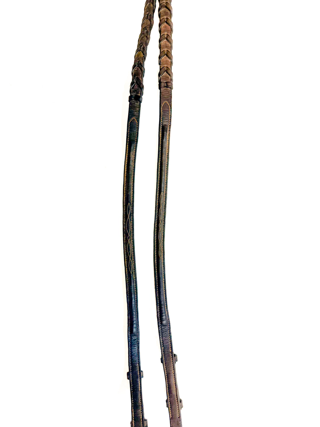 Fancy Stitched Raised Band Laced Leather Reins - 54"