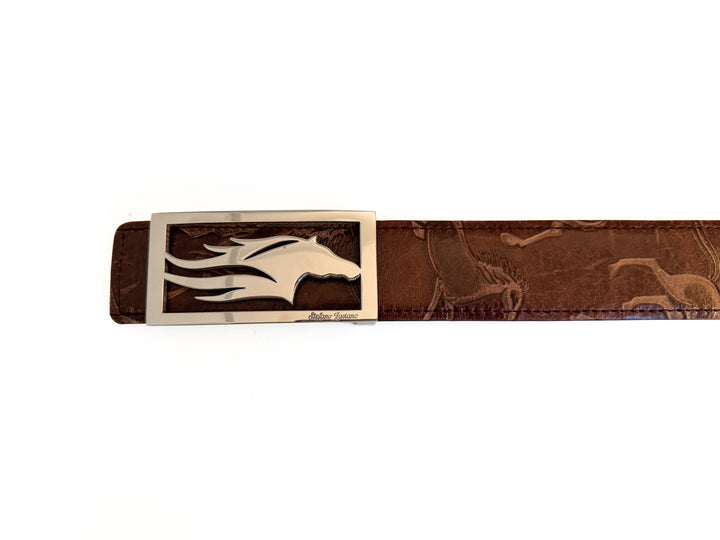 Stefano Laviano Horse Head Buckle Leather Belt - Women's Small
