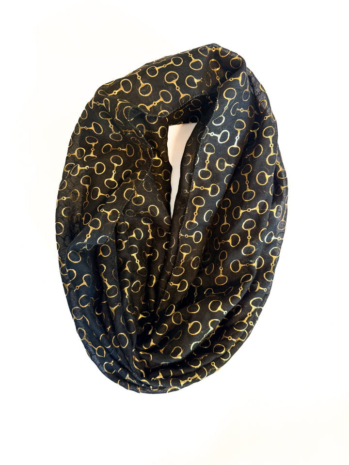 Black and Gold Loop Bit Scarf