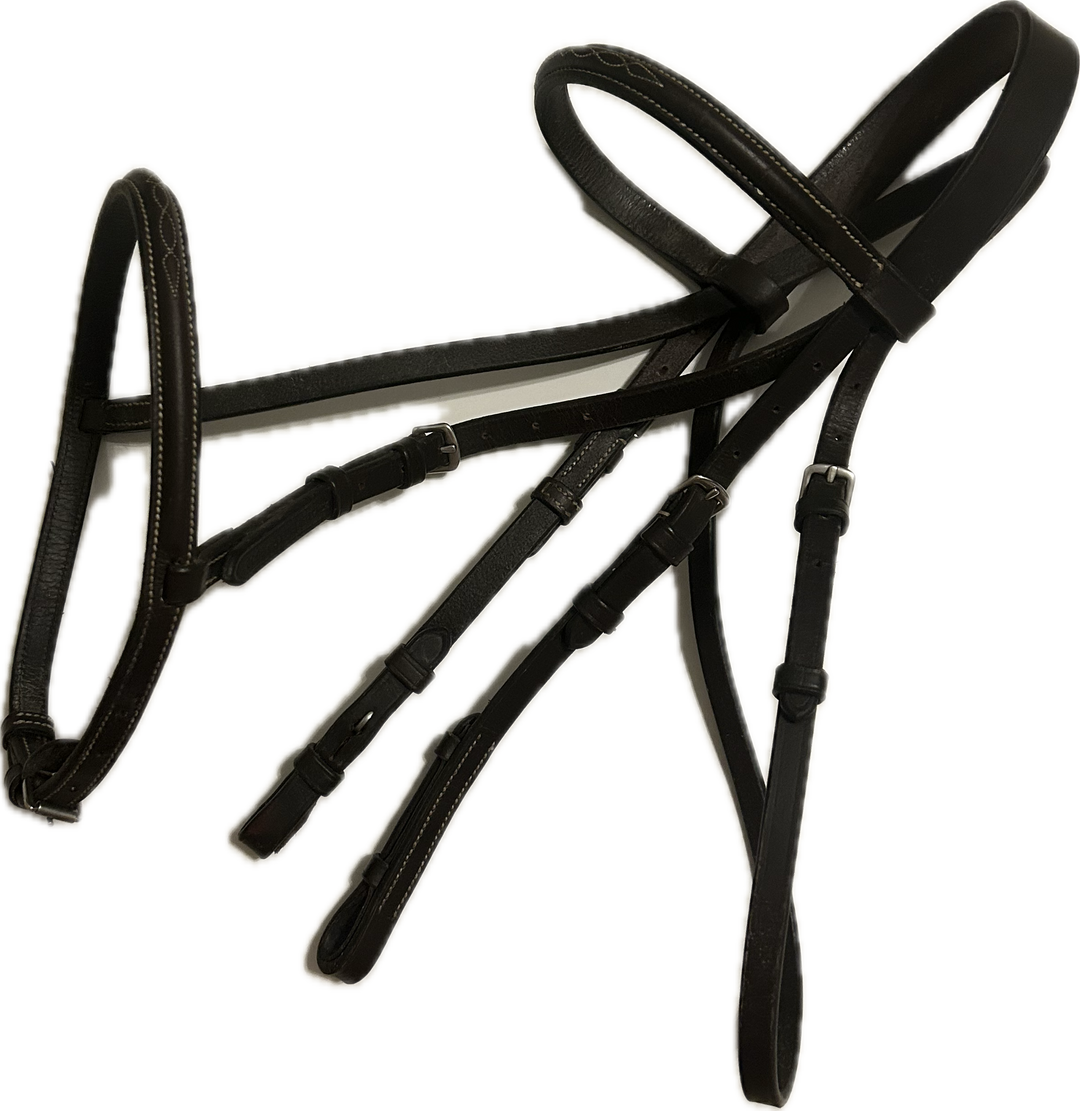 Bobby’s English Tack Plain Raised Havana Bridle - Pony