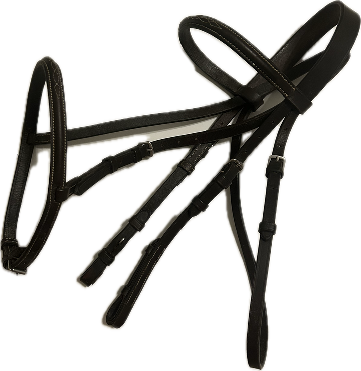 Bobby’s English Tack Plain Raised Havana Bridle - Pony