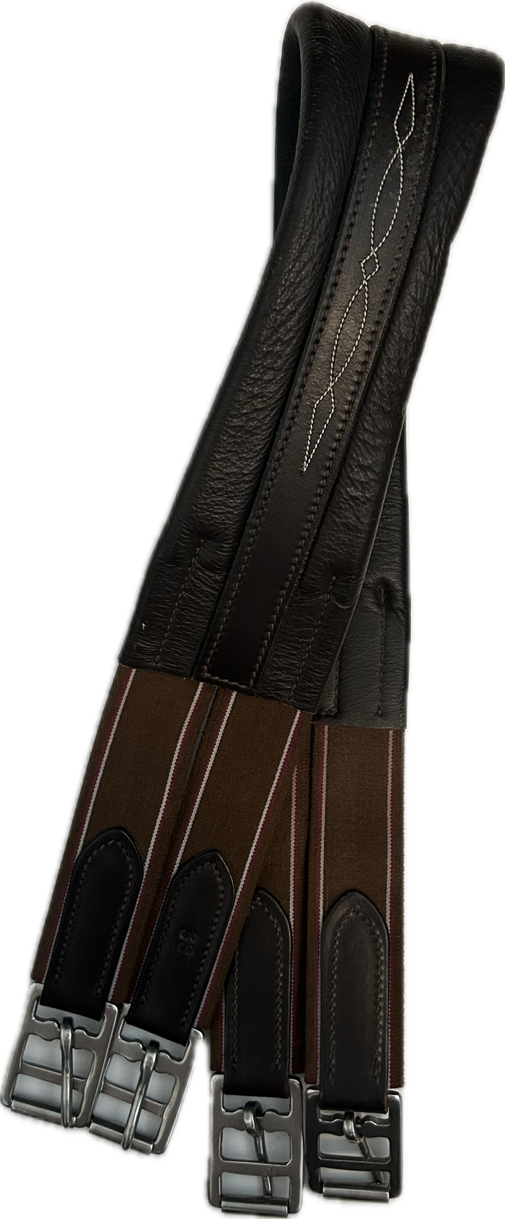 Leather Girth with Double-End Elastic- Pony 38"