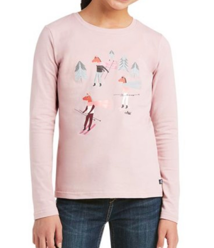 Ariat Children's Powder Ponies Long Sleeve Ash Rose T-Shirt - Child's XL