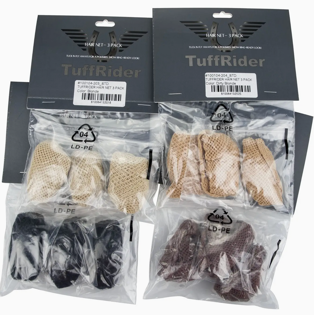 Tuffrider Hair Net 3 Pack - Medium Brown - New!