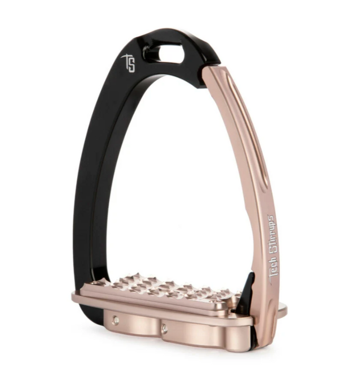 Tech Venice EVO Flat Safety Stirrups - Black/Rose Gold - Adult - New!