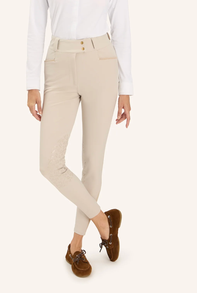 Dada Sport Kit New - Sculpting riding breeches with grip - Beige - Women's FR 34 (US 2-4)