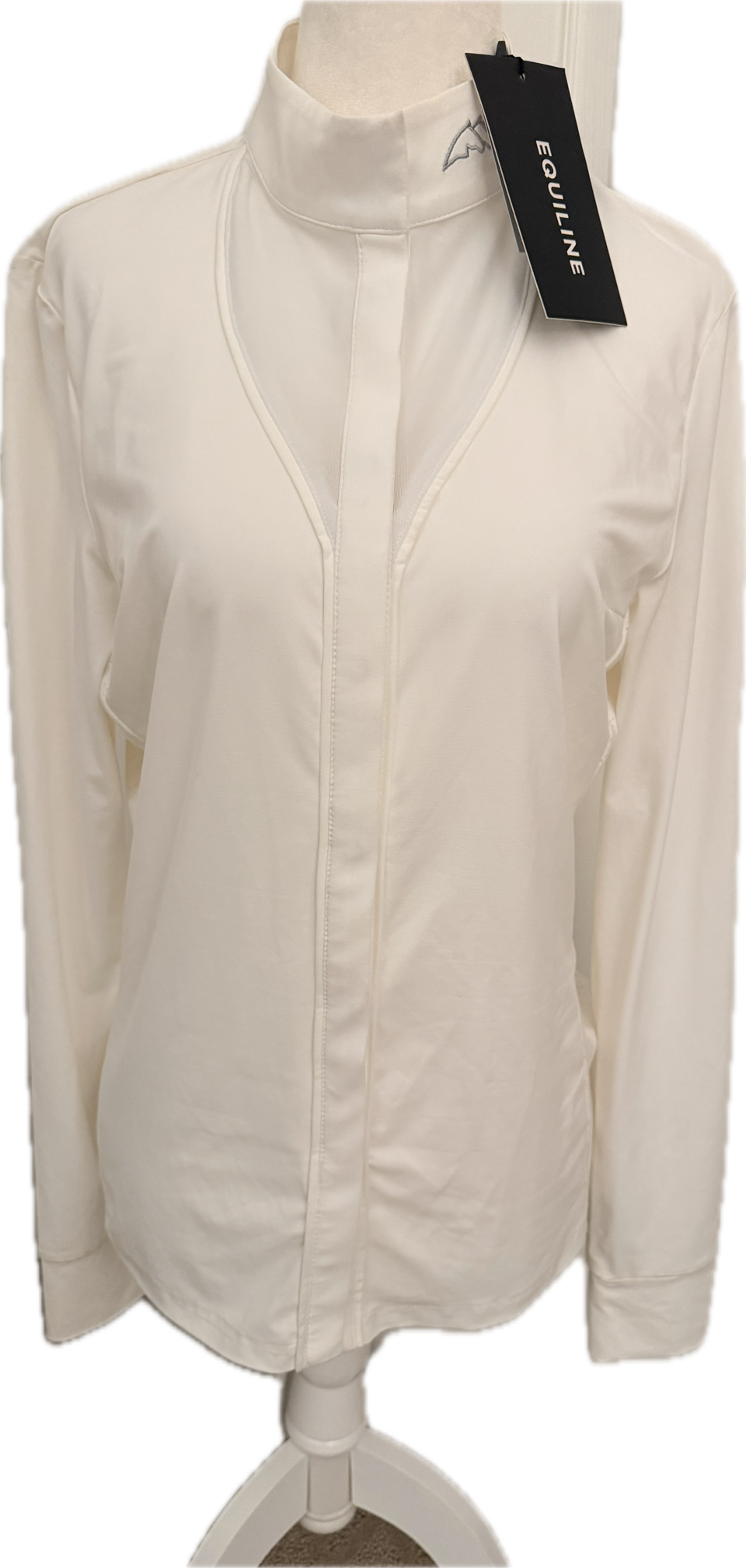 Equiline Women's Embra Long Sleeve Competition Polo - White - IT 44 (US 10-12) - New!