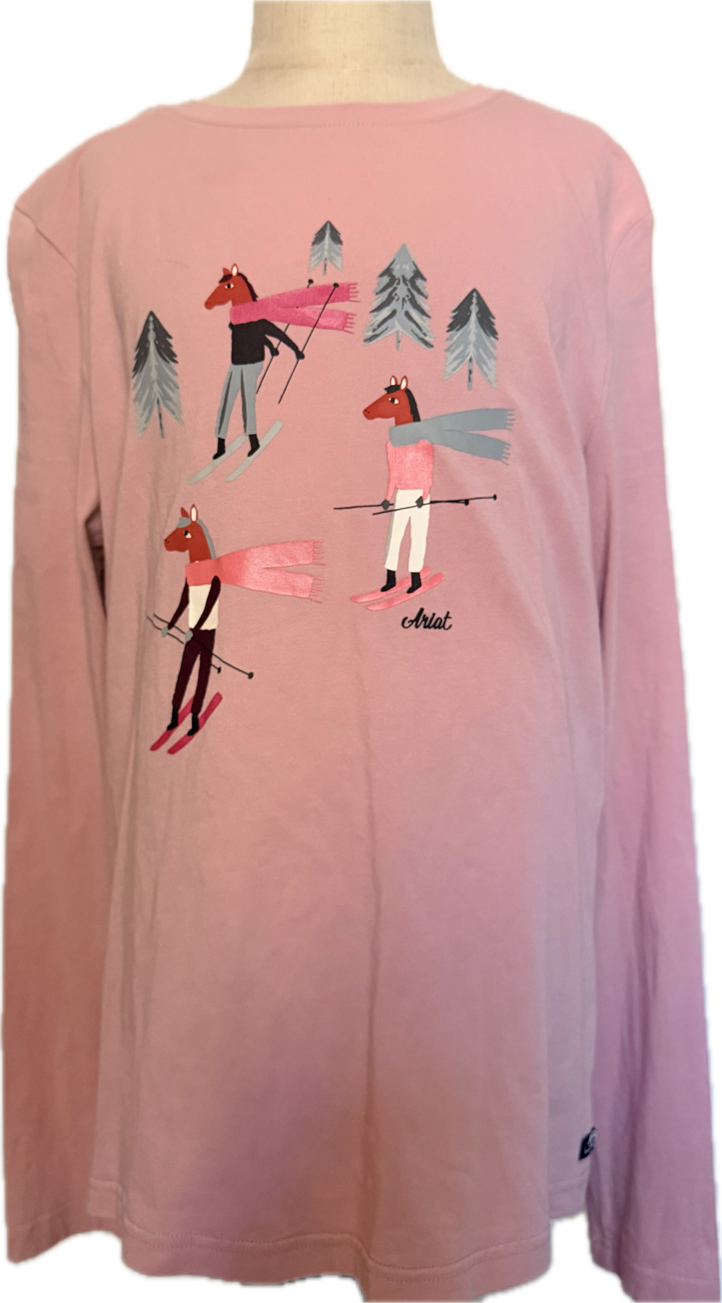 Ariat Children's Powder Ponies Long Sleeve Ash Rose T-Shirt - Child's XL