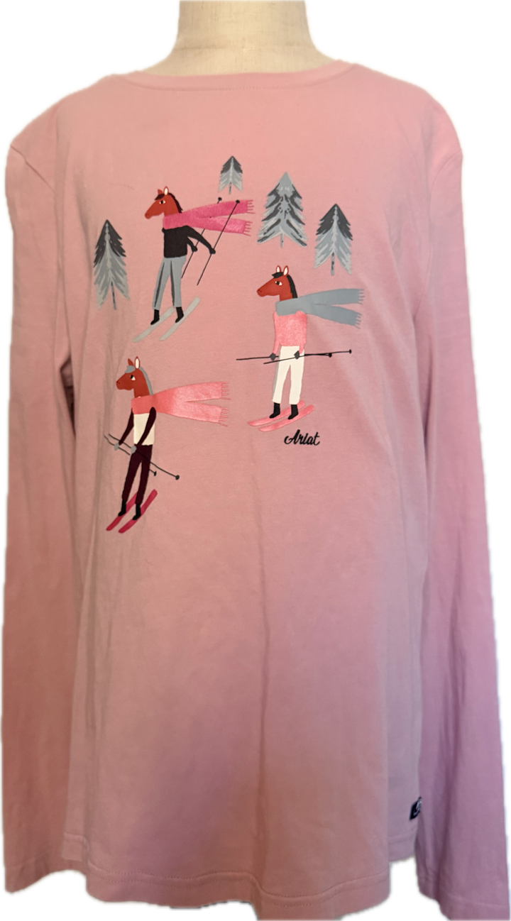 Ariat Children's Powder Ponies Long Sleeve Ash Rose T-Shirt - Child's XL