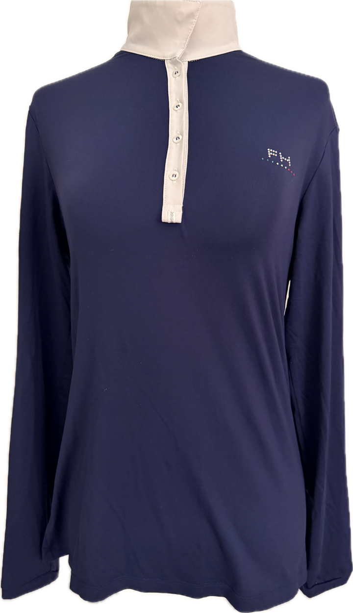 For Horses Show Shirt “Sirio” Long Sleeve - Navy- Women's S