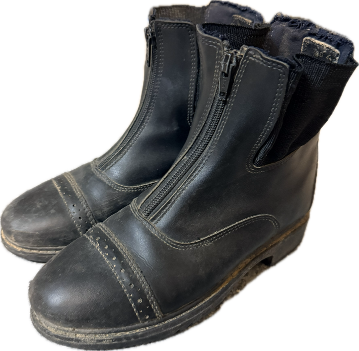 TuffRider Kids' Starter Front Zip Paddock Boots - Black - Size 4