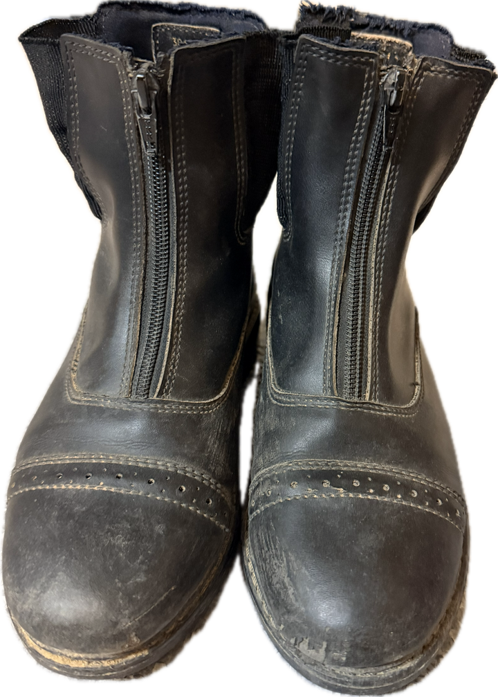 TuffRider Kids' Starter Front Zip Paddock Boots - Black - Size 4