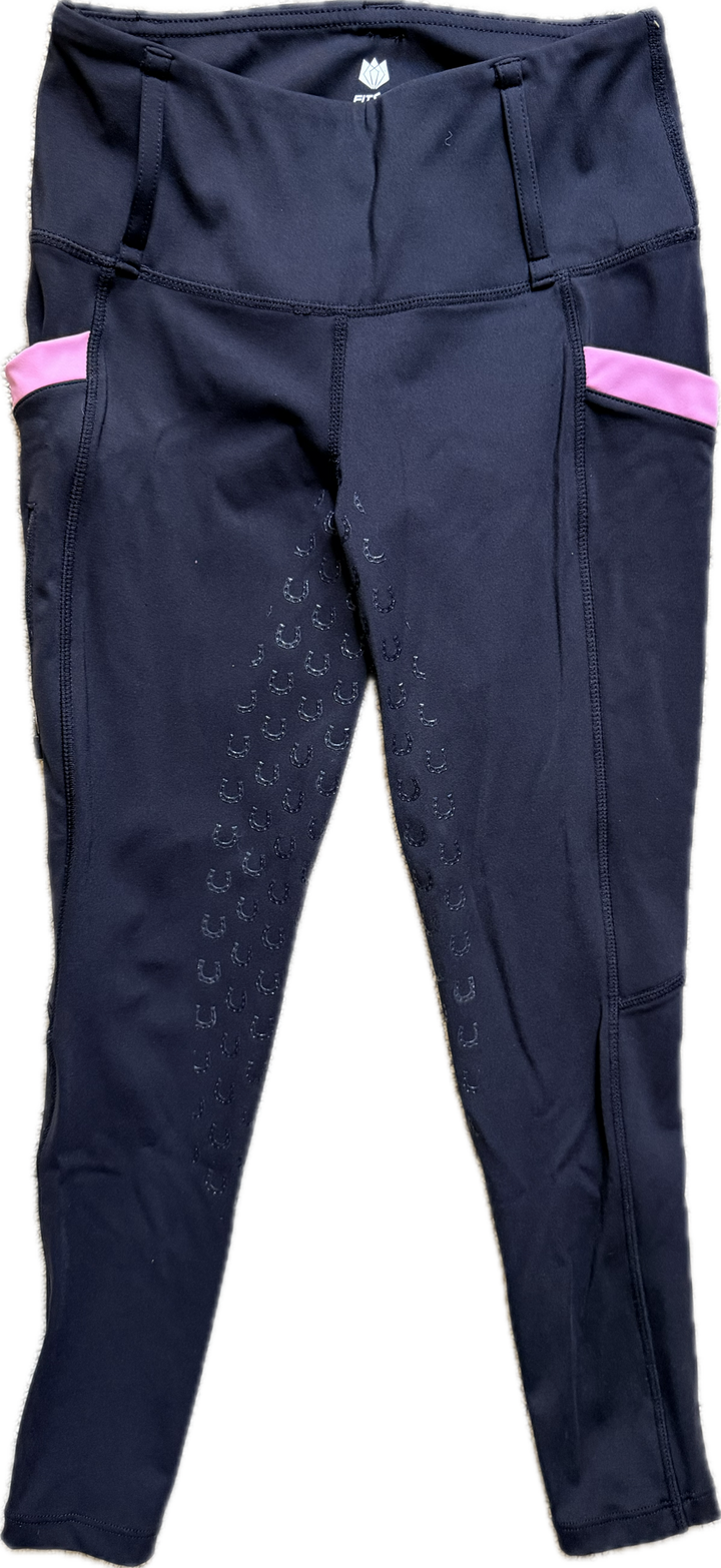 FitsT4 Sports Riding Pants Full Seat Breeches - Black - Child's Small